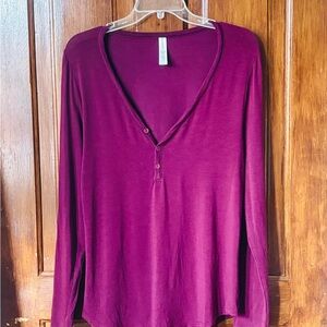 Athleta Lyocell Henley Top in Berry Red